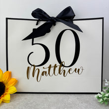 Load image into Gallery viewer, Personalised Birthday Gift Bag - White &amp; Black
