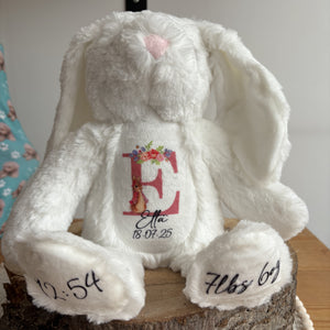Personalised Teddy Bear Keepsake | New Baby Gift | Birth Detail Plush | Custom Baby Shower Present | Bunny