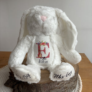 Personalised Teddy Bear Keepsake | New Baby Gift | Birth Detail Plush | Custom Baby Shower Present | Bunny