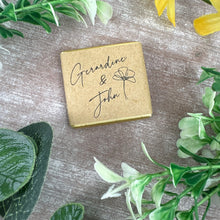Load image into Gallery viewer, Personalised Wedding Chocolate Favours, Kraft Style Wrapped Milk Chocolates
