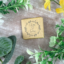 Load image into Gallery viewer, Personalised Wedding Chocolate Favours, Kraft Style Wrapped Milk Chocolates
