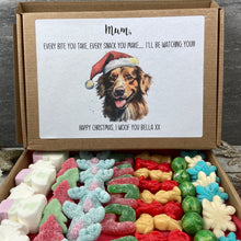 Load image into Gallery viewer, 100 Dogs to Choose - Merry Christmas Personalised Dog Mum/Dad Sweets in a row
