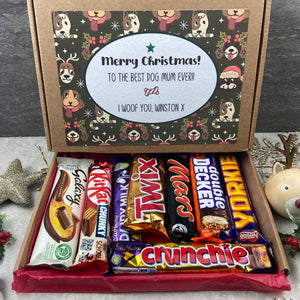 Merry Christmas Personalised Dog Mum/Dad Chocolate Box - dog pattern