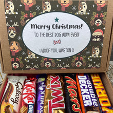 Load image into Gallery viewer, Merry Christmas Personalised Dog Mum/Dad Chocolate Box - dog pattern
