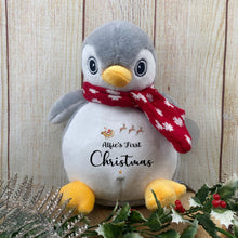 Load image into Gallery viewer, Personalised Baby’s First Christmas Plush or Keyring – Name &amp; Year – Santa Sleigh Reindeer Design
