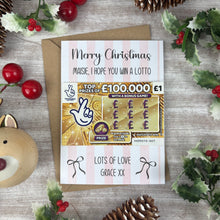 Load image into Gallery viewer, Personalised Striped Merry Christmas Scratch Card - I Hope You Win A Lotto-The Persnickety Co
