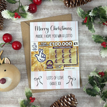 Load image into Gallery viewer, Personalised Striped Merry Christmas Scratch Card - I Hope You Win A Lotto
