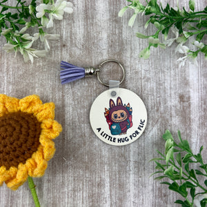 Back to School Pocket Hug Keyring  - Purple Monster