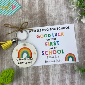 Back to School Pocket Hug Keyring  - Bright Rainbow