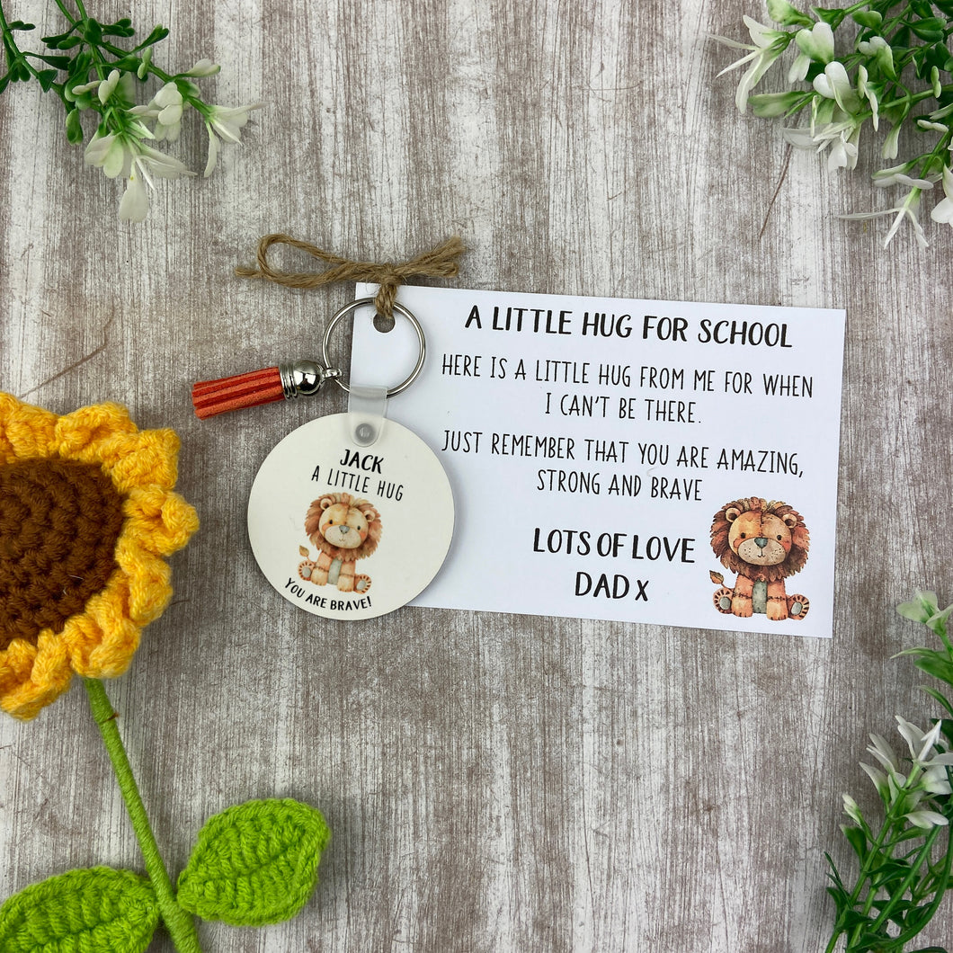 Back to School Pocket Hug Keyring - Lion-The Persnickety Co