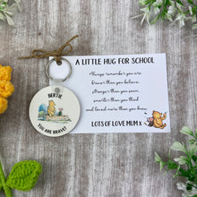 Load image into Gallery viewer, Back to School Pocket Hug Keyring  - Brave Bear
