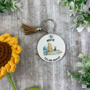 Back to School Pocket Hug Keyring  - Brave Bear