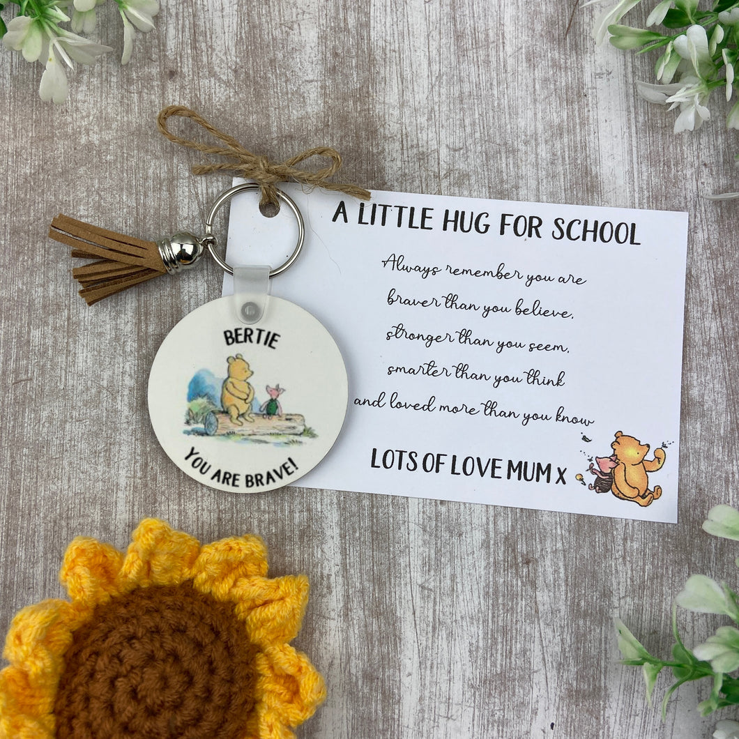 Back to School Pocket Hug Keyring - Brave Bear-The Persnickety Co