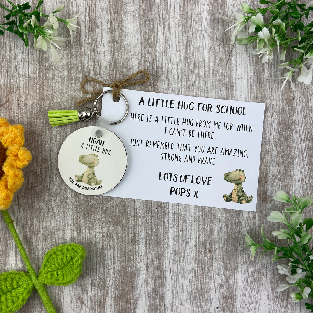 Back to School Pocket Hug Keyring - Dinosaur-The Persnickety Co
