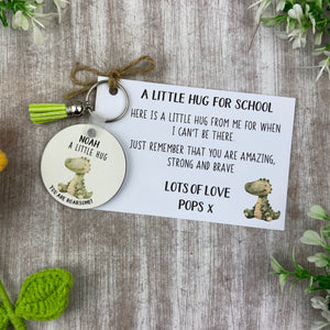 Back to School Pocket Hug Keyring  - Dinosaur