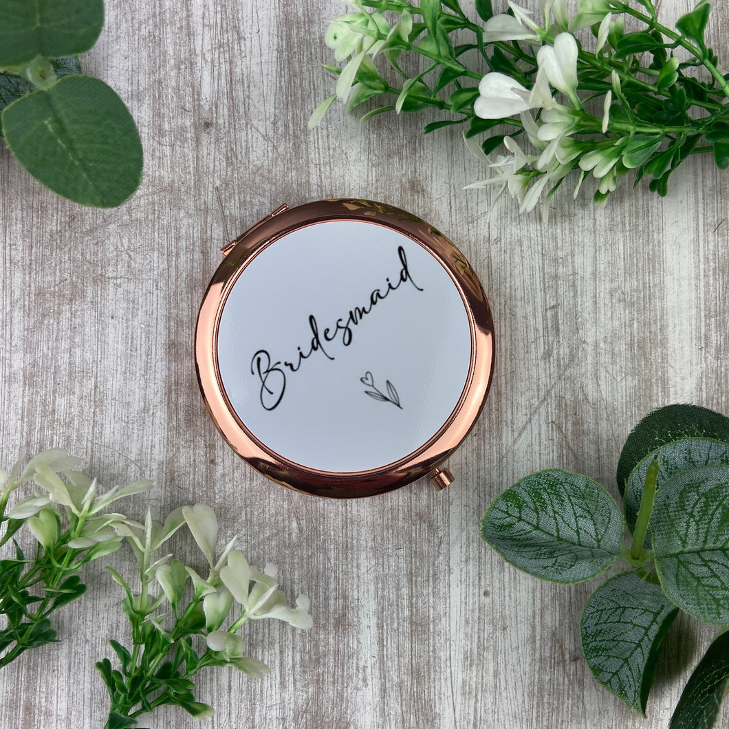 Bridesmaid Rose Gold Compact Mirror-The Persnickety Co