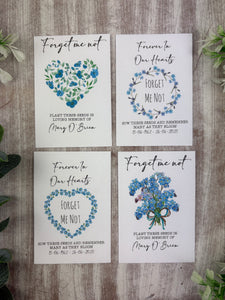 Personalised Funeral Forget Me Not Seed Packets