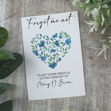 Load image into Gallery viewer, Personalised Funeral Forget Me Not Seed Packets
