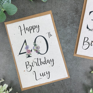 Happy Birthday Age  Personalised Plantable Seed Card