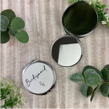 Load image into Gallery viewer, Bridesmaid Silver Compact Mirror
