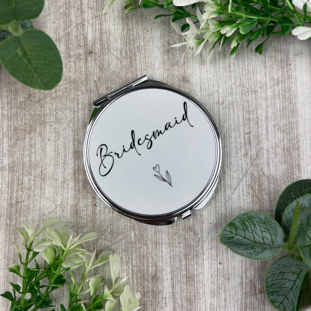 Bridesmaid Silver Compact Mirror-The Persnickety Co