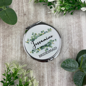 Personalised Bridesmaid Silver Compact Mirror