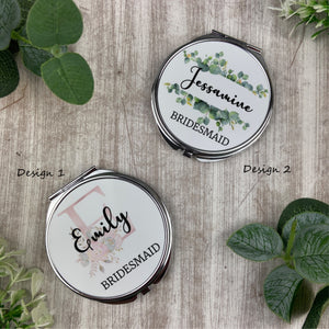 Personalised Bridesmaid Silver Compact Mirror-The Persnickety Co