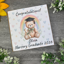Load image into Gallery viewer, Personalised Nursery Graduation Teddy Bear Card
