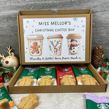 Load image into Gallery viewer, Personalised Teacher Christmas Coffee Gift Box – Starbucks Coffee Sachets &amp; Gingerbread Biscuits

