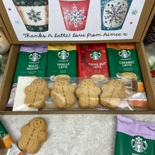 Load image into Gallery viewer, Personalised Teacher Christmas Coffee Letterbox Gift – Starbucks Coffee Sachets &amp; Gingerbread Biscuits
