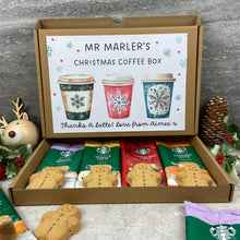 Load image into Gallery viewer, Personalised Teacher Christmas Coffee Letterbox Gift – Starbucks Coffee Sachets &amp; Gingerbread Biscuits-The Persnickety Co
