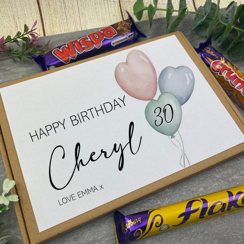 Letterbox Birthday Gift For Her, Personalised Name And Age Chocolate Box-The Persnickety Co