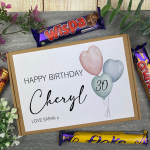 Letterbox Birthday Gift For Her, Personalised Name And Age Chocolate Box