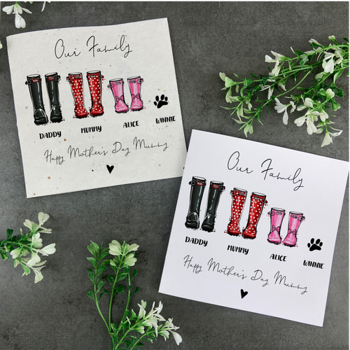 Wellie Family Happy Mothers Day card-The Persnickety Co