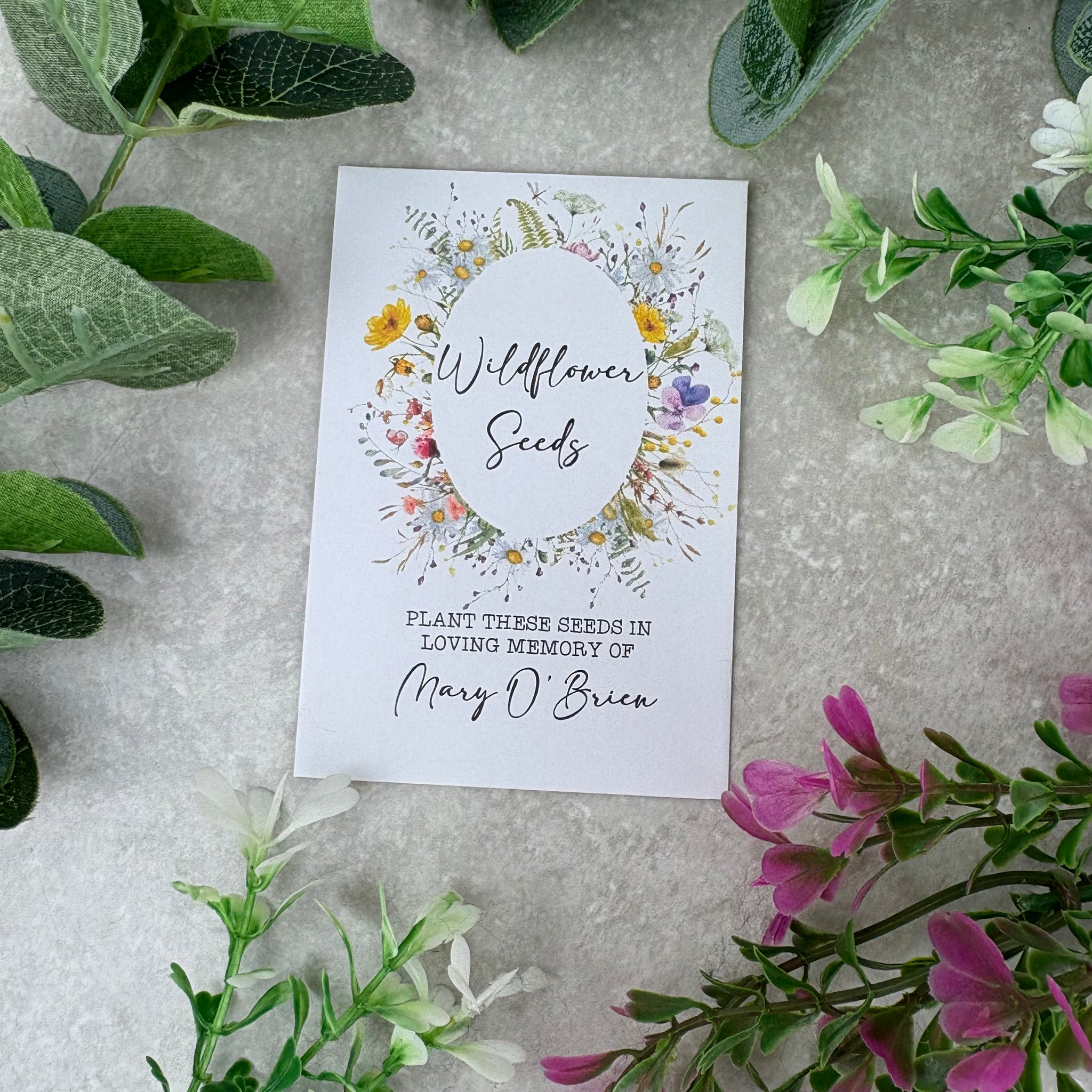 personalised wildflower seeds Personalised Funeral Wildflower Seed Packets – The Persnickety Co