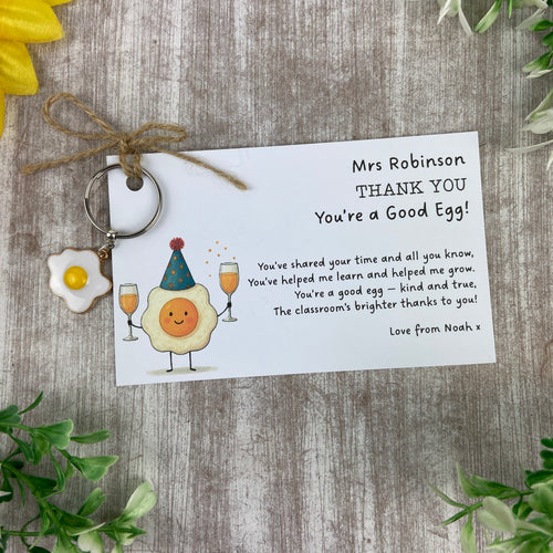 Personalised Teacher Keyring – You’re a Good Egg-The Persnickety Co