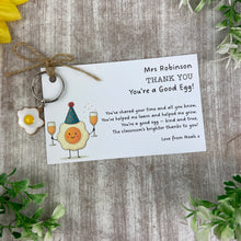 Load image into Gallery viewer, Personalised Teacher Keyring – You’re a Good Egg
