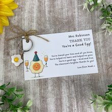 Load image into Gallery viewer, Personalised Teacher Keyring – You’re a Good Egg

