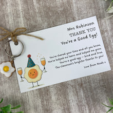 Load image into Gallery viewer, Personalised Teacher Keyring – You’re a Good Egg
