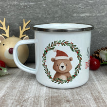 Load image into Gallery viewer, Personalised Festive Friends 'Believe' Enamel Mug

