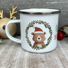 Load image into Gallery viewer, Personalised Festive Friends 'Believe' Enamel Mug
