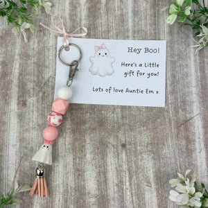 Pink Ghost Keychain