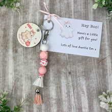 Load image into Gallery viewer, Personalised Pink Ghost Keychain
