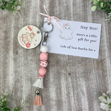Load image into Gallery viewer, Personalised Pink Ghost Keychain
