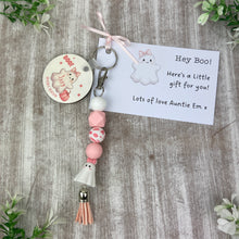 Load image into Gallery viewer, Personalised Pink Ghost Keychain

