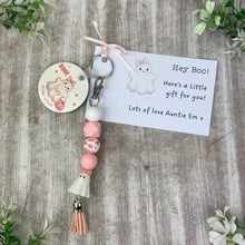 Load image into Gallery viewer, Personalised Pink Ghost Keychain
