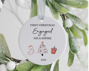 Personalised First Christmas Engaged Hanging Decoration-The Persnickety Co