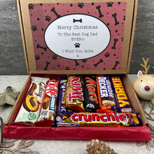 Load image into Gallery viewer, Merry Christmas Personalised Dog Mum/Dad Chocolate Box - Red Bone pattern
