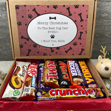 Load image into Gallery viewer, Merry Christmas Personalised Dog Mum/Dad Chocolate Box - Red Bone pattern
