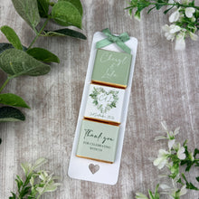 Load image into Gallery viewer, Personalised Sage Green Botanical Wedding Favours
